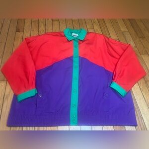 Vintage country suburbans Color Block 80s Button Shirt Blouse Women’s Size 16